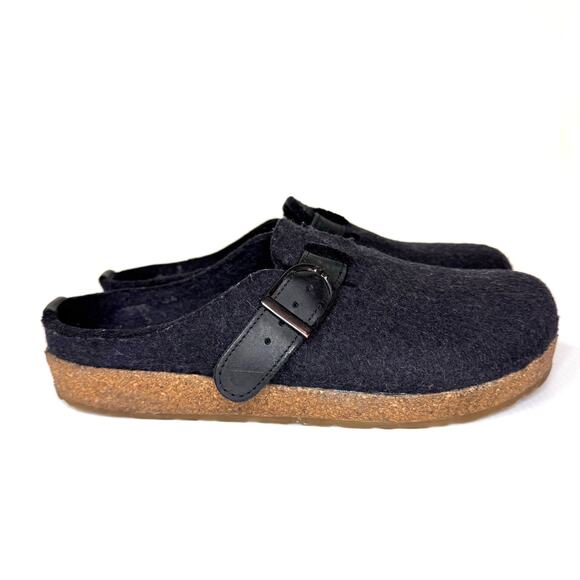HAFLINGER GZB Felt Wool Clogs Women's 8.5/EU 39 Leather Buckle Comfort Granola - Picture 3 of 11